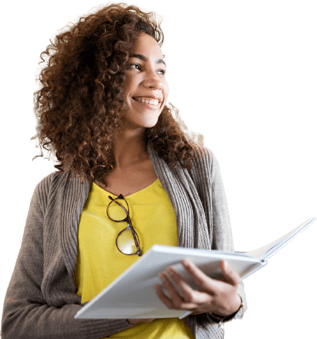 Woman holding book
